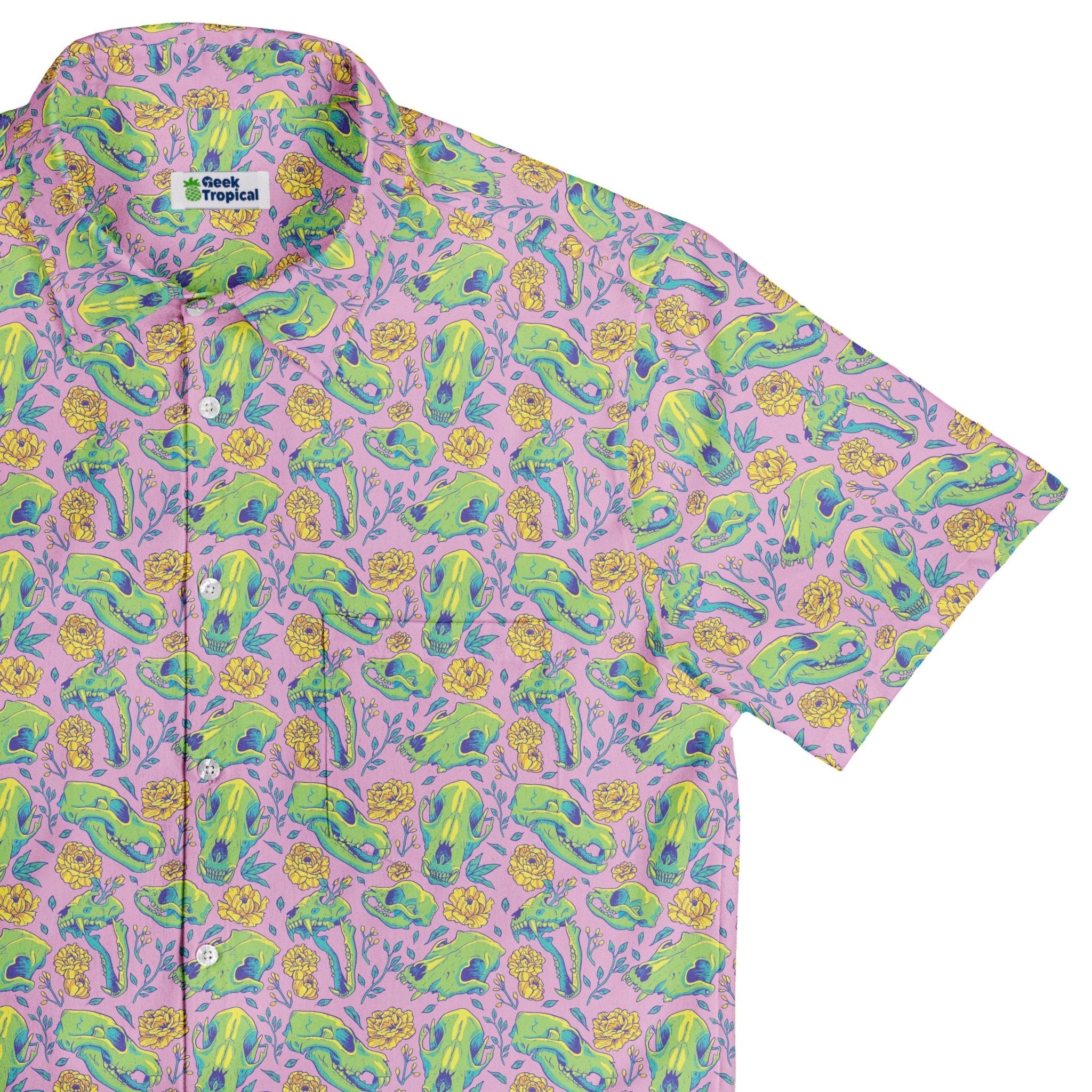Wildfang Flora Pink Button Up Shirt Geek Nerd adult sizing animal patterns botany print