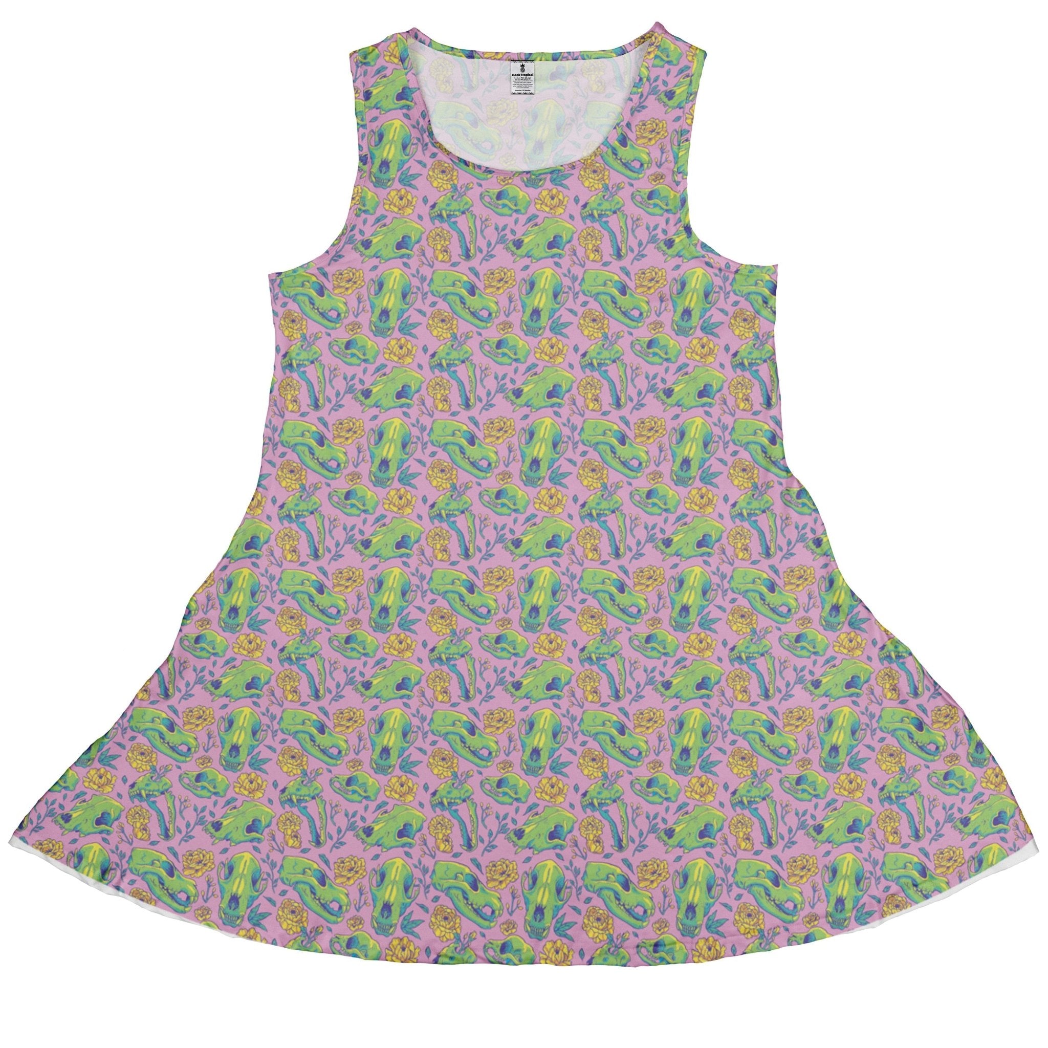 Wildfang Flora Pink Dress Geek Nerd animal patterns botany print Design by Julie Kitzes