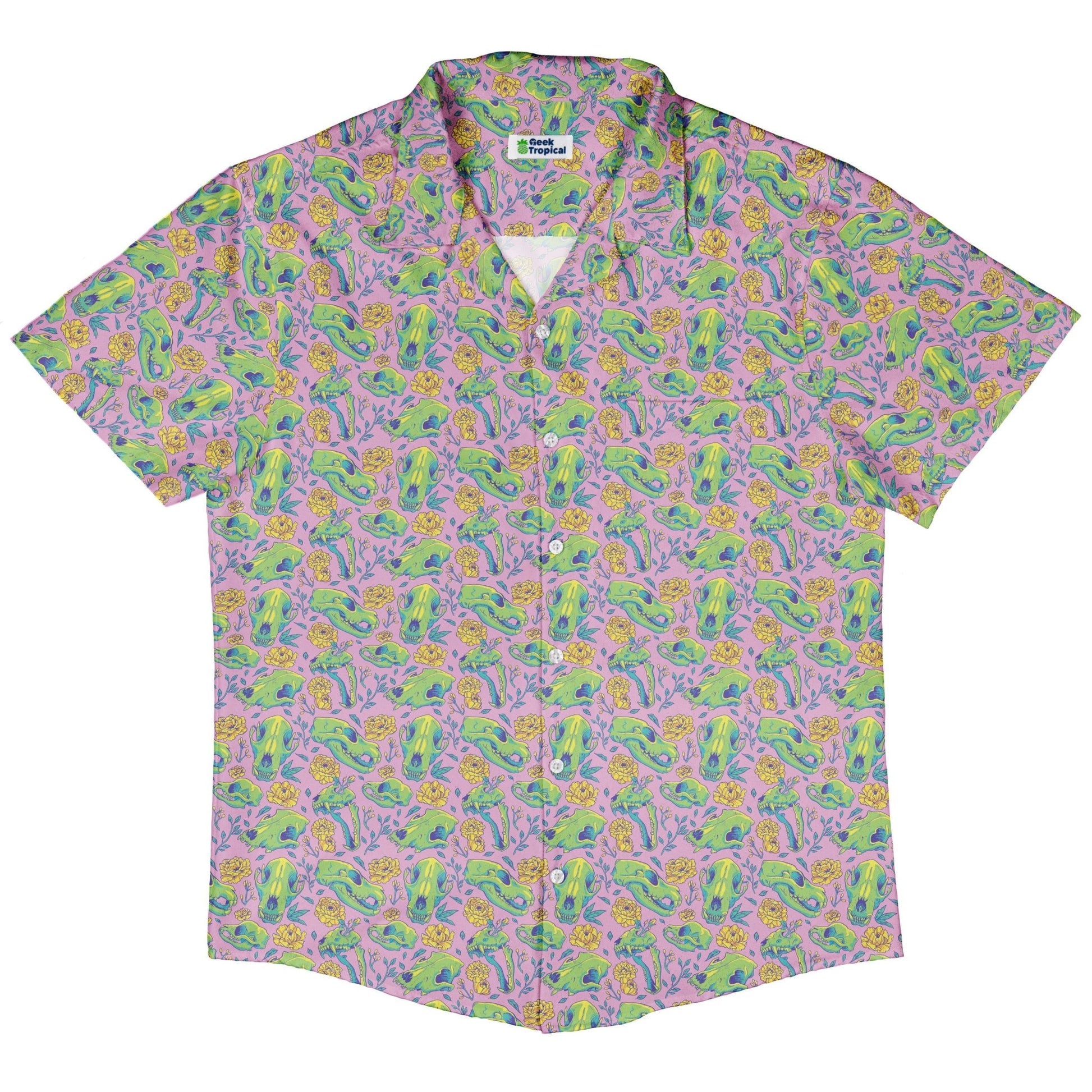 Wildfang Flora Pink Button Up Shirt Geek Nerd adult sizing animal patterns botany print
