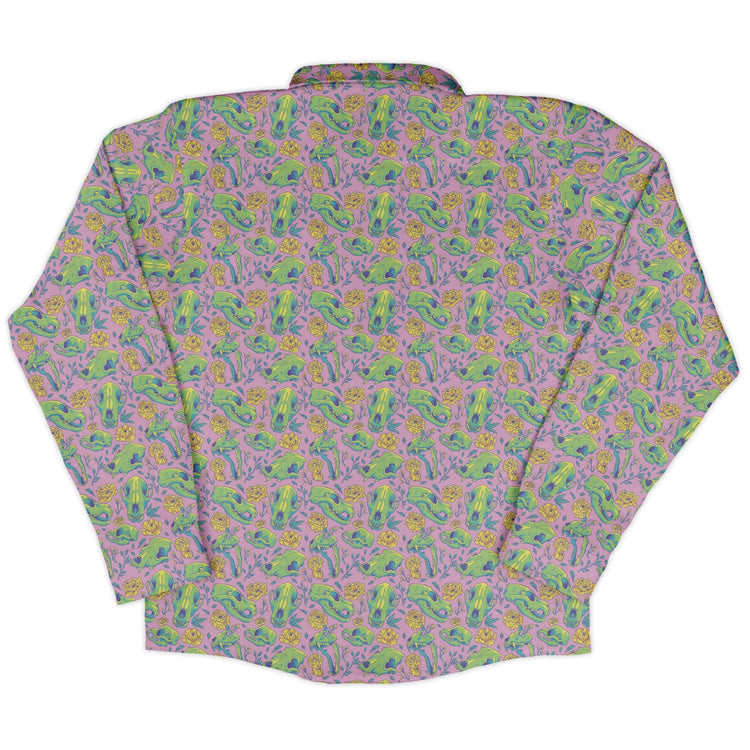 Wildfang Flora Pink Long Sleeve Button Up Shirt Geek Nerd adult sizing animal patterns botany print