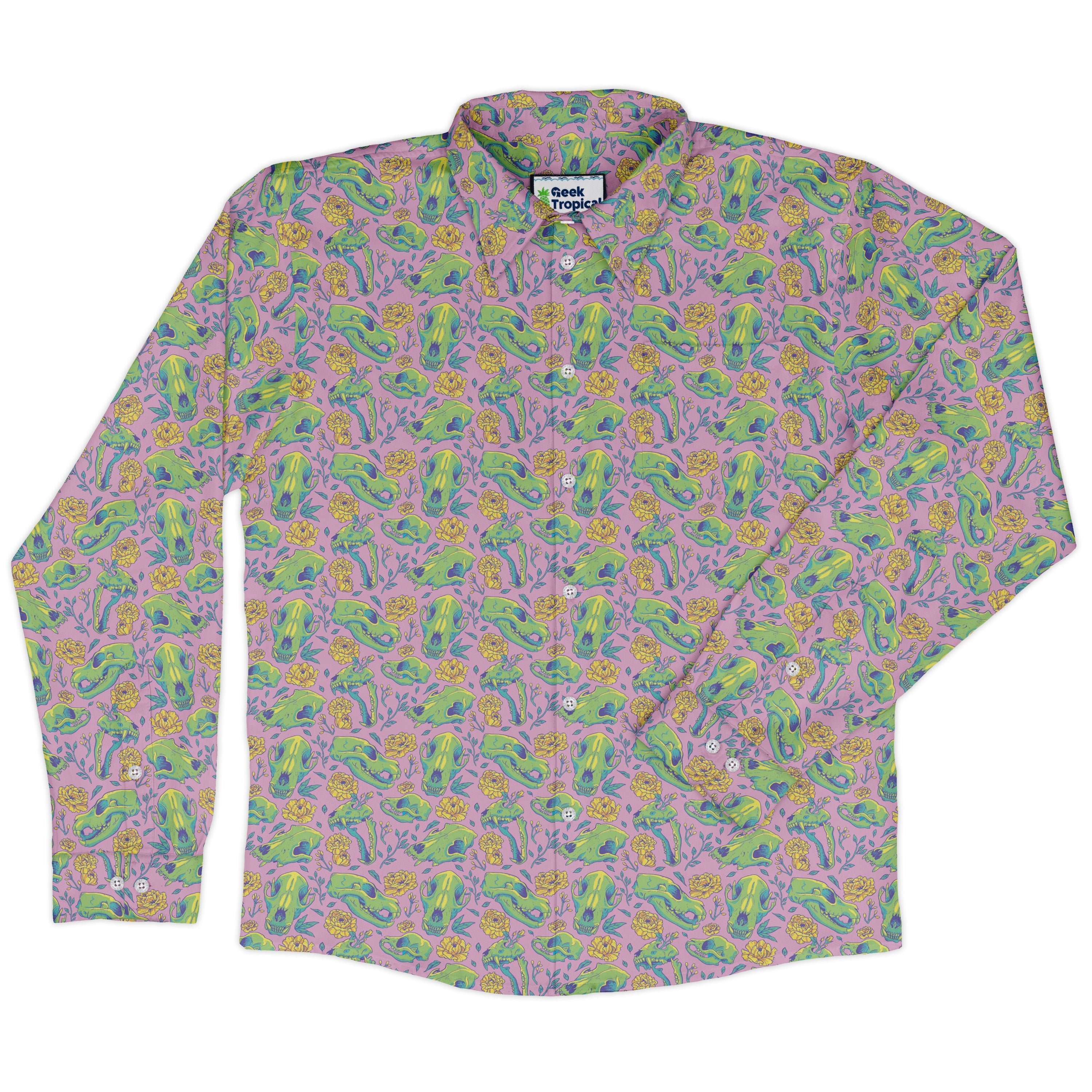 Wildfang Flora Pink Long Sleeve Button Up Shirt