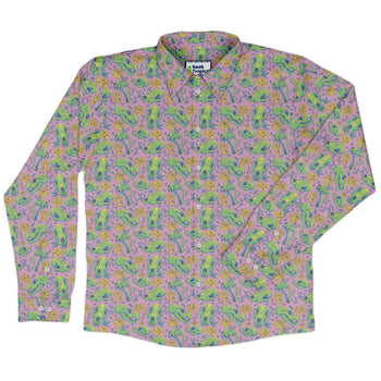 Wildfang Flora Pink Long Sleeve Button Up Shirt Geek Nerd adult sizing animal patterns botany print