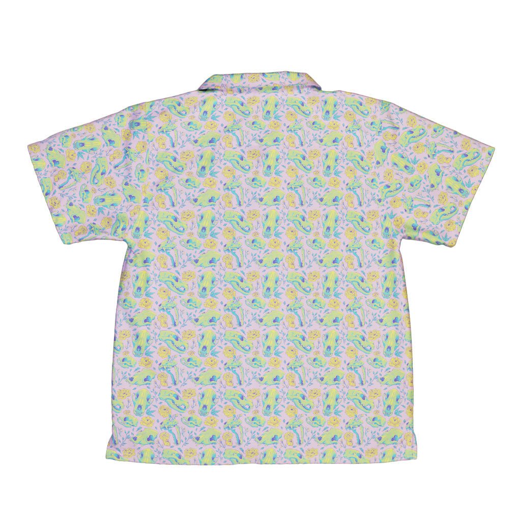 Wildfang Flora Pink Youth Hawaiian Shirt Geek Nerd animal patterns botany print Design by Julie Kitzes