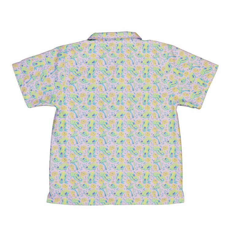 Wildfang Flora Pink Youth Hawaiian Shirt Geek Nerd animal patterns botany print Design by Julie Kitzes