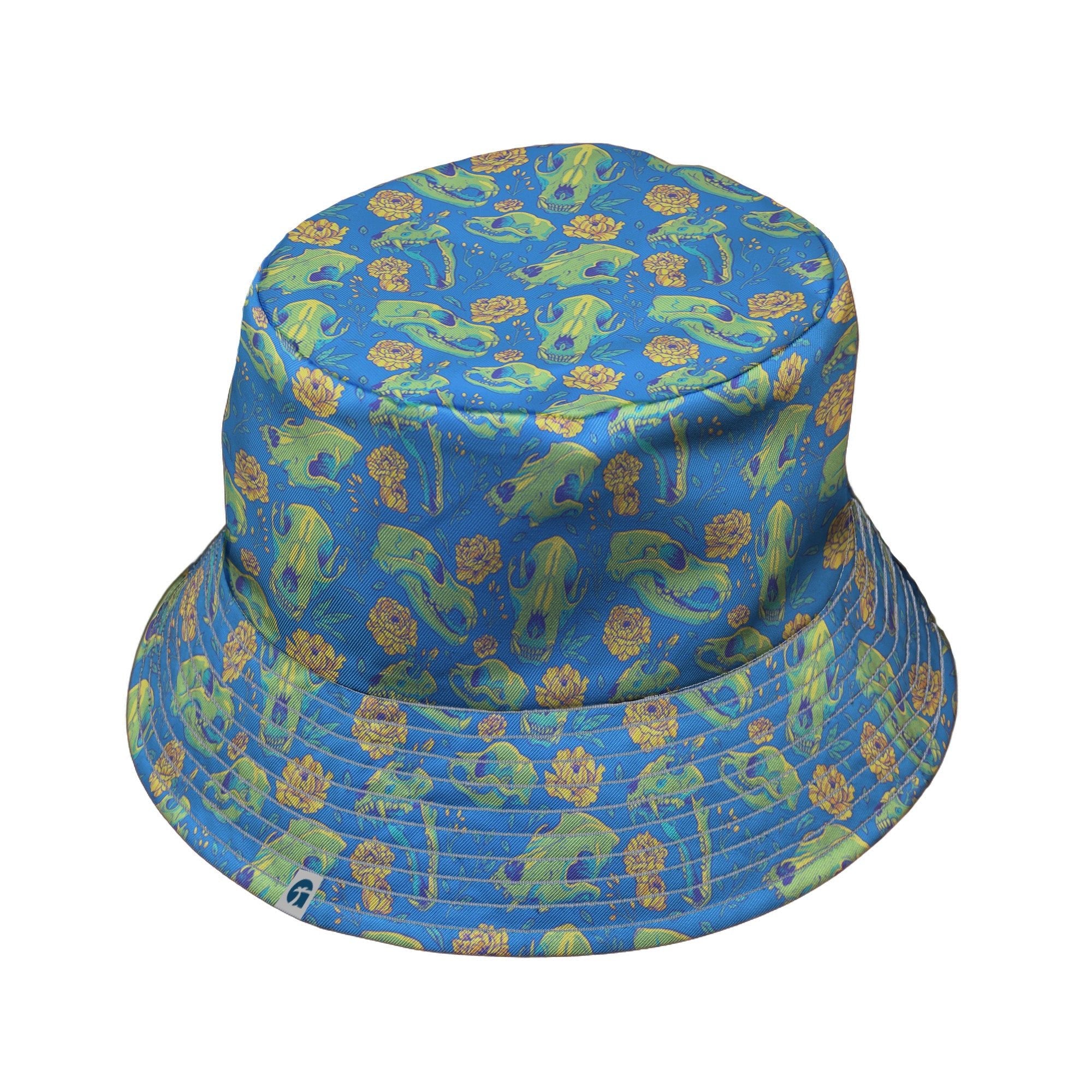 Wildfang Flora Blue Bucket Hat Geek Nerd animal patterns botany print Design by Julie Kitzes