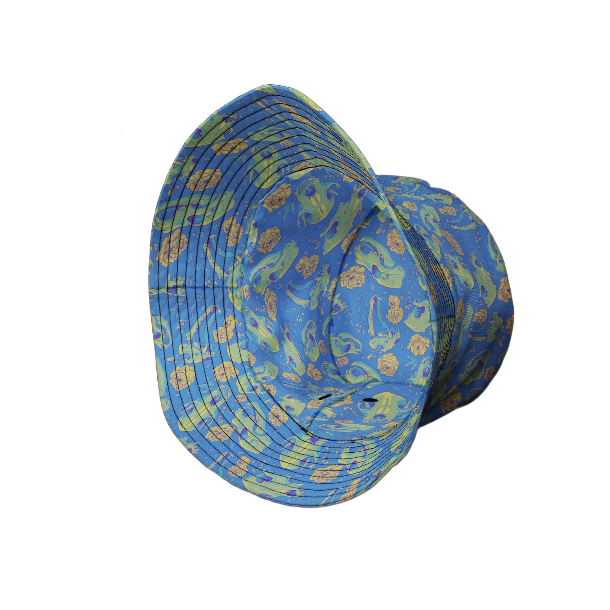 Wildfang Flora Blue Bucket Hat Geek Nerd animal patterns botany print Design by Julie Kitzes