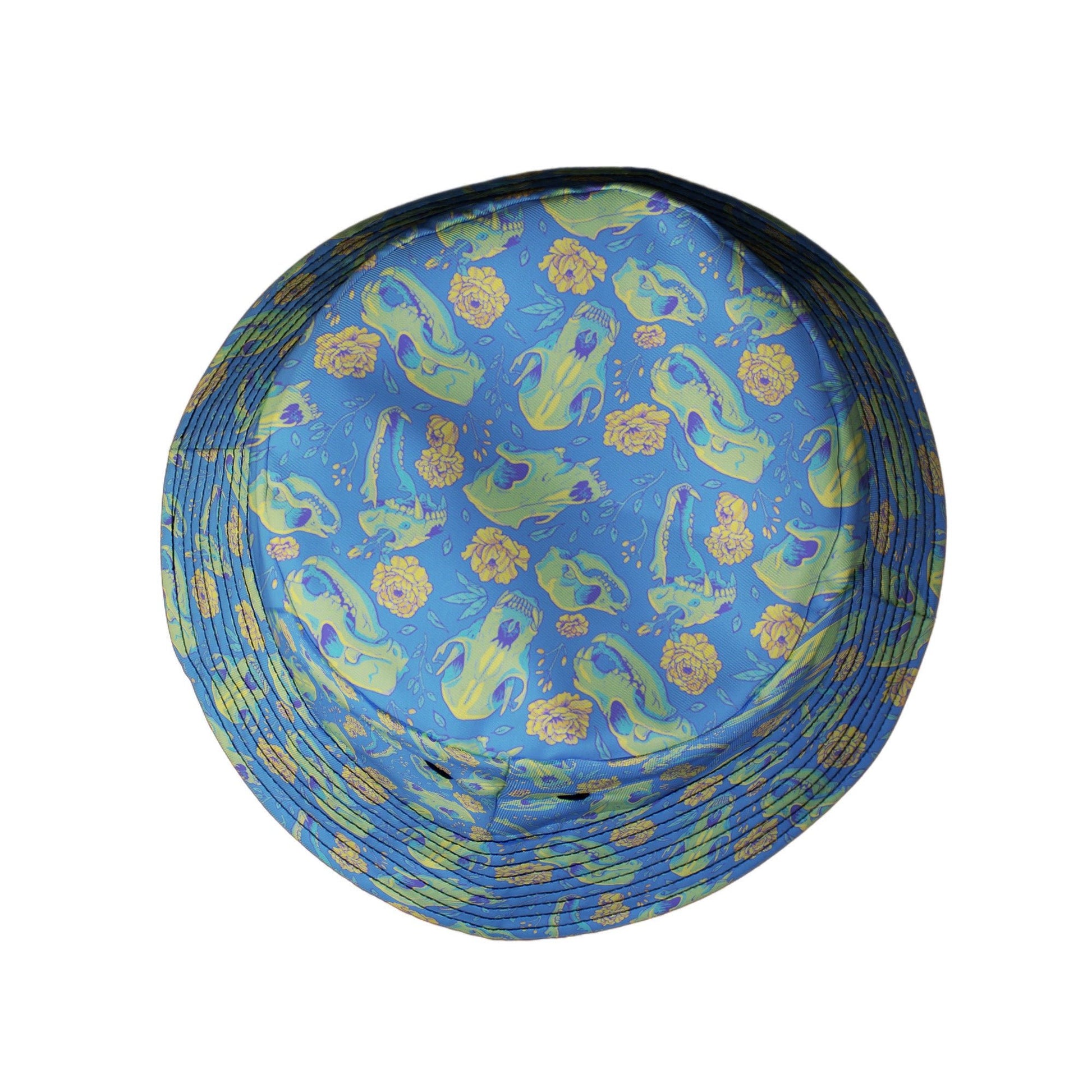 Wildfang Flora Blue Bucket Hat Geek Nerd animal patterns botany print Design by Julie Kitzes