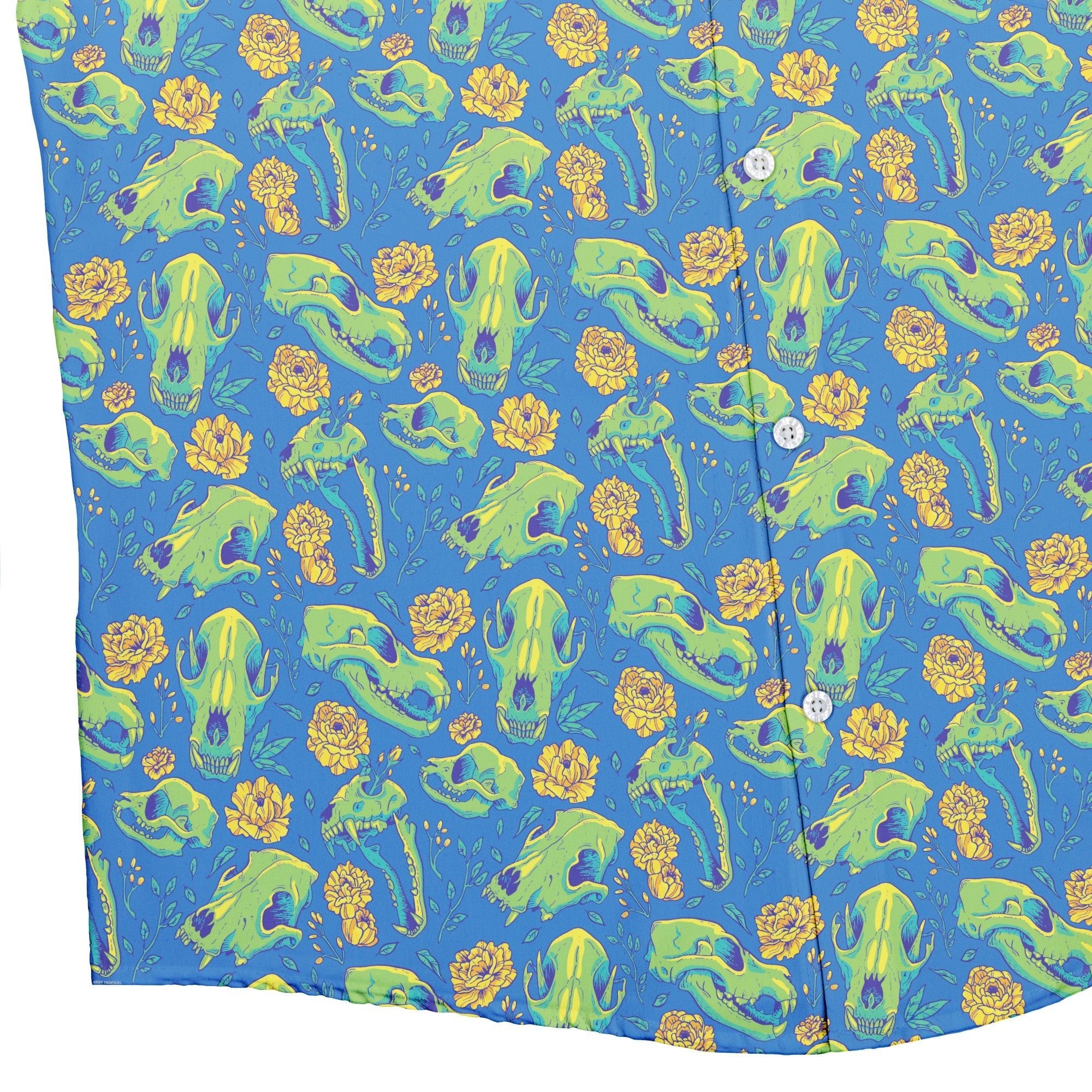 Wildfang Flora Blue Button Up Shirt Geek Nerd adult sizing animal patterns botany print