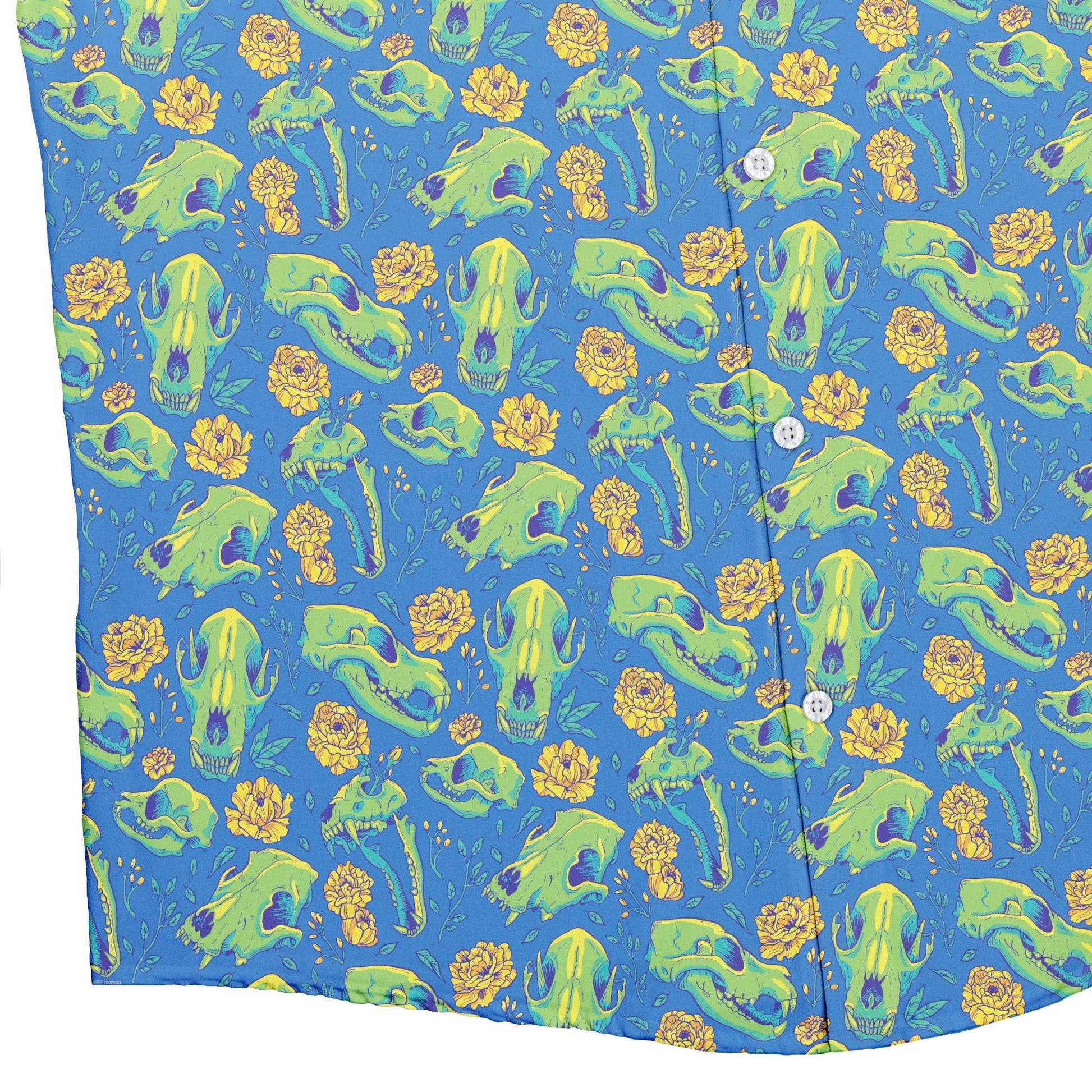 Wildfang Flora Blue Button Up Shirt Geek Nerd adult sizing animal patterns botany print