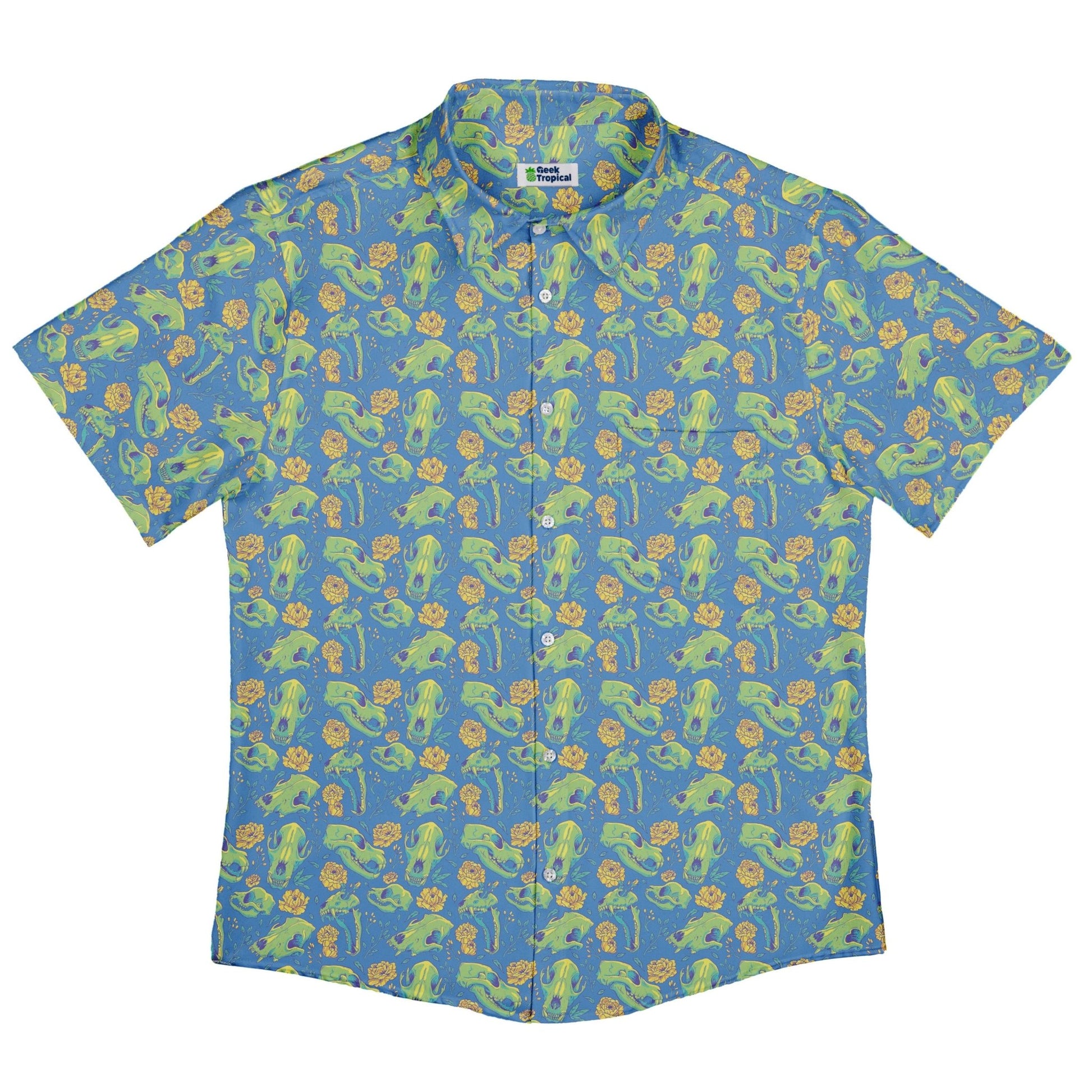 Wildfang Flora Blue Button Up Shirt Geek Nerd adult sizing animal patterns botany print