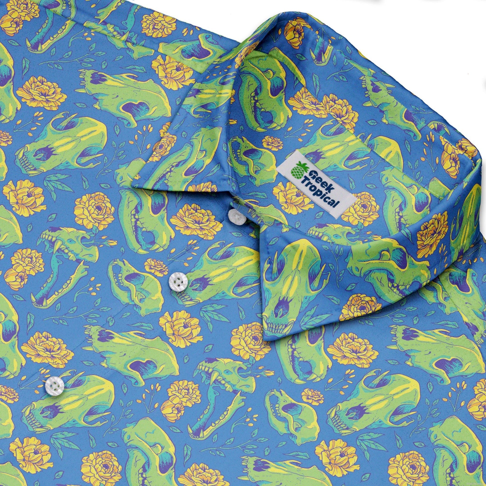 Wildfang Flora Blue Button Up Shirt Geek Nerd adult sizing animal patterns botany print