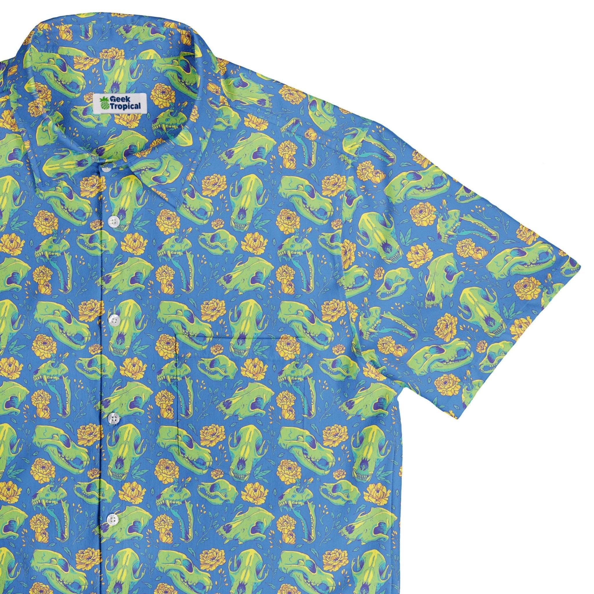Wildfang Flora Blue Button Up Shirt Geek Nerd adult sizing animal patterns botany print