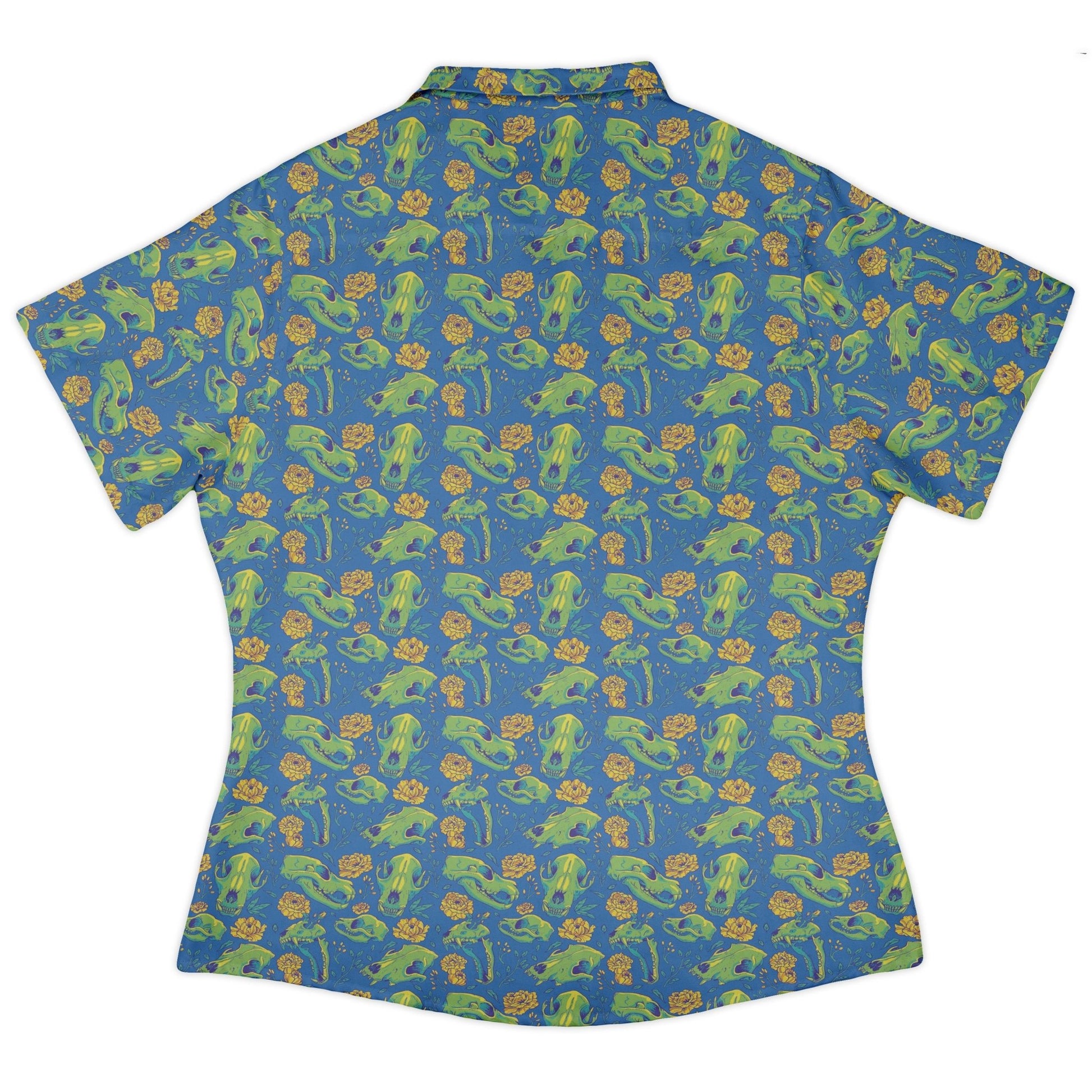 Wildfang Flora Blue Curvy Button Up Shirt Geek Nerd animal patterns botany print Design by Julie Kitzes