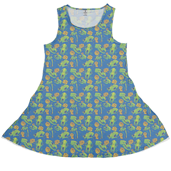 Wildfang Flora Blue Dress Geek Nerd animal patterns botany print Design by Julie Kitzes