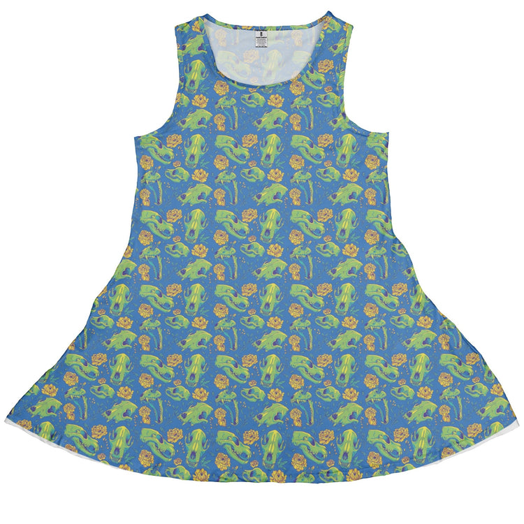 Wildfang Flora Blue Dress Geek Nerd animal patterns botany print Design by Julie Kitzes
