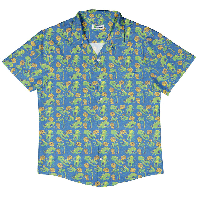 Wildfang Flora Blue Button Up Shirt Geek Nerd adult sizing animal patterns botany print