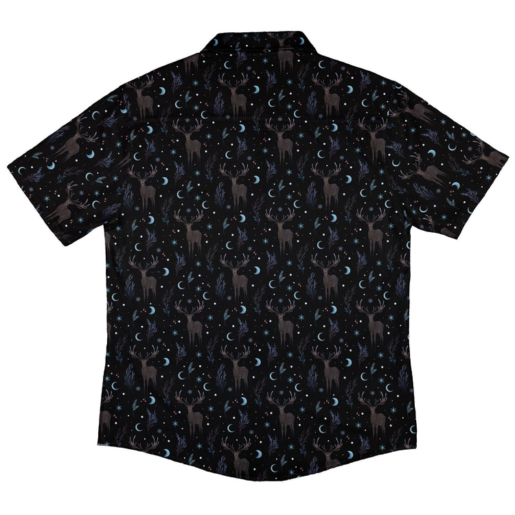 Winter Deer Button Up Shirt Geek Nerd adult sizing Botany Print Christmas Print