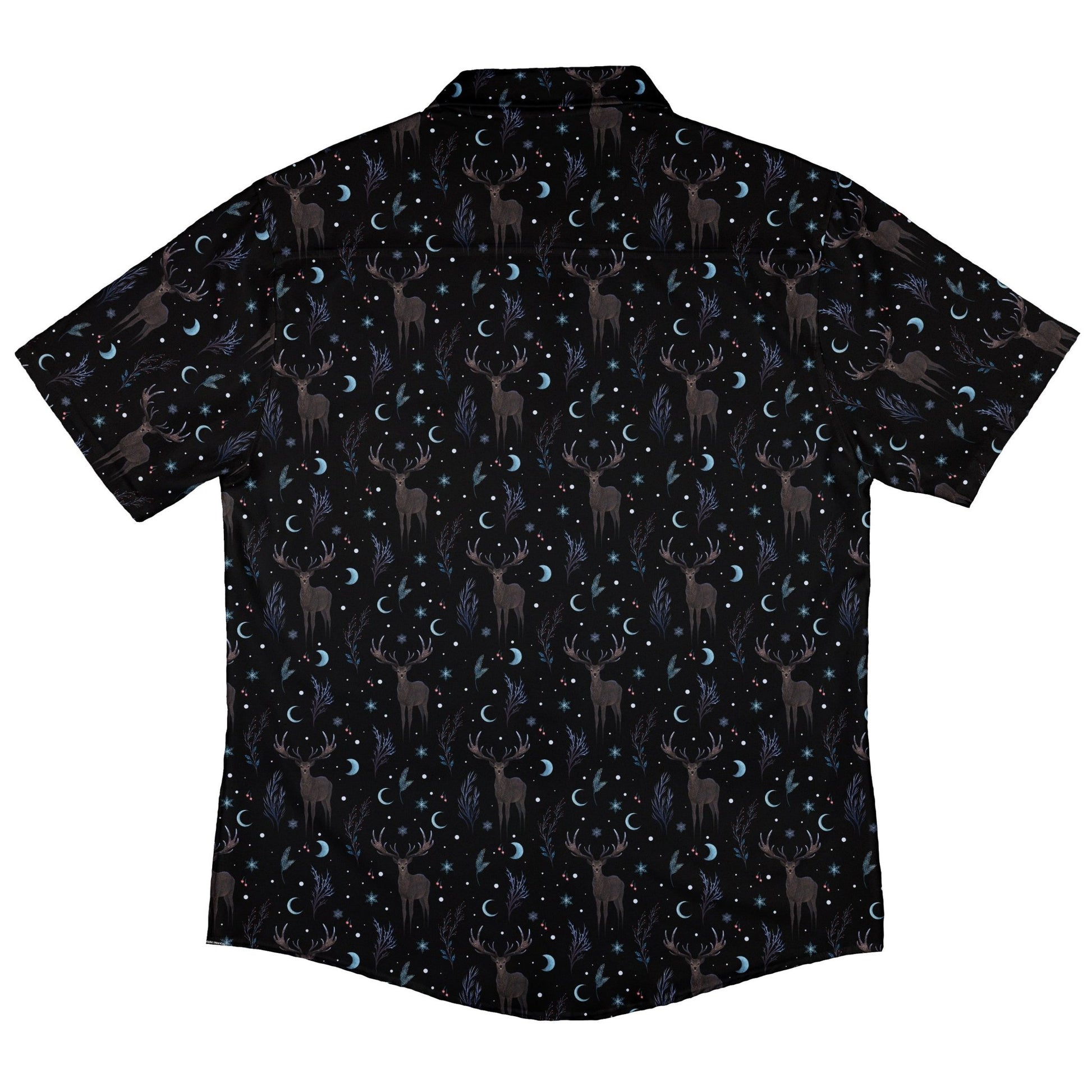 Winter Deer Button Up Shirt Geek Nerd adult sizing Botany Print Christmas Print