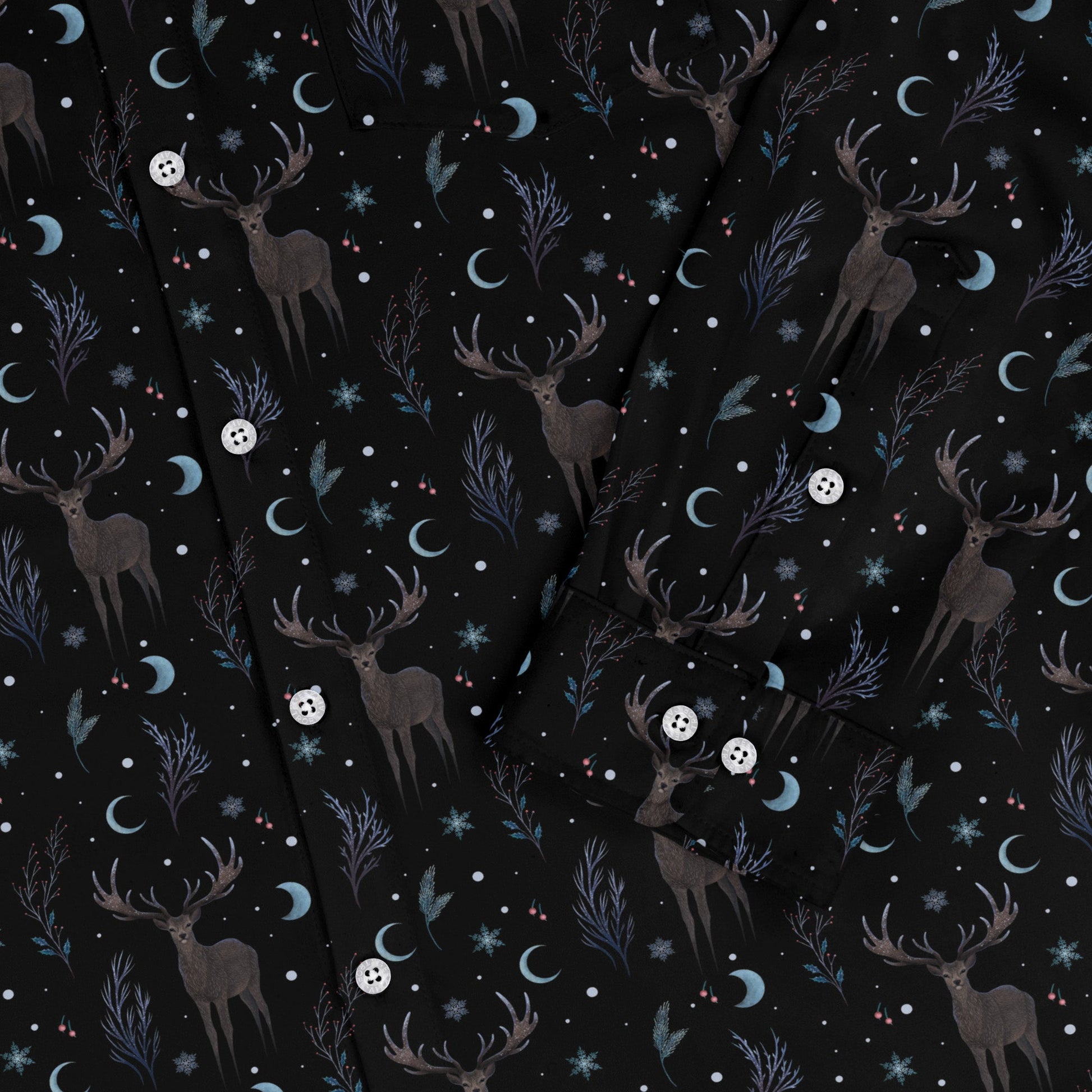 Winter Deer Long Sleeve Button Up Shirt
