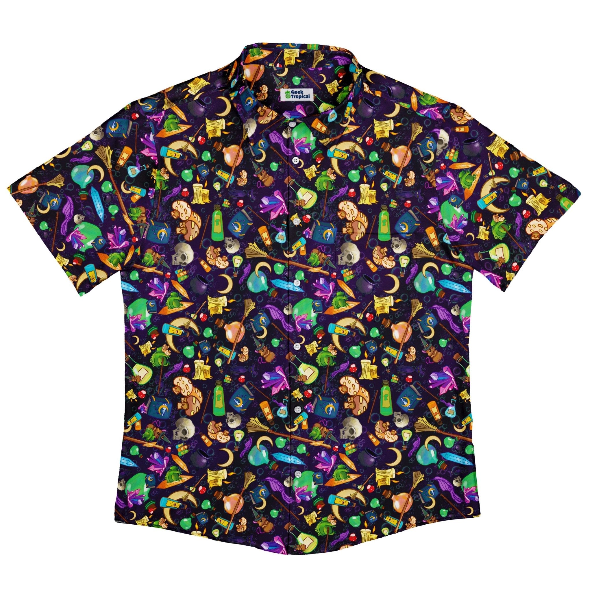 Witches Potion Brew Button Up Shirt - adult sizing - Fantasy Prints - Maximalist Patterns