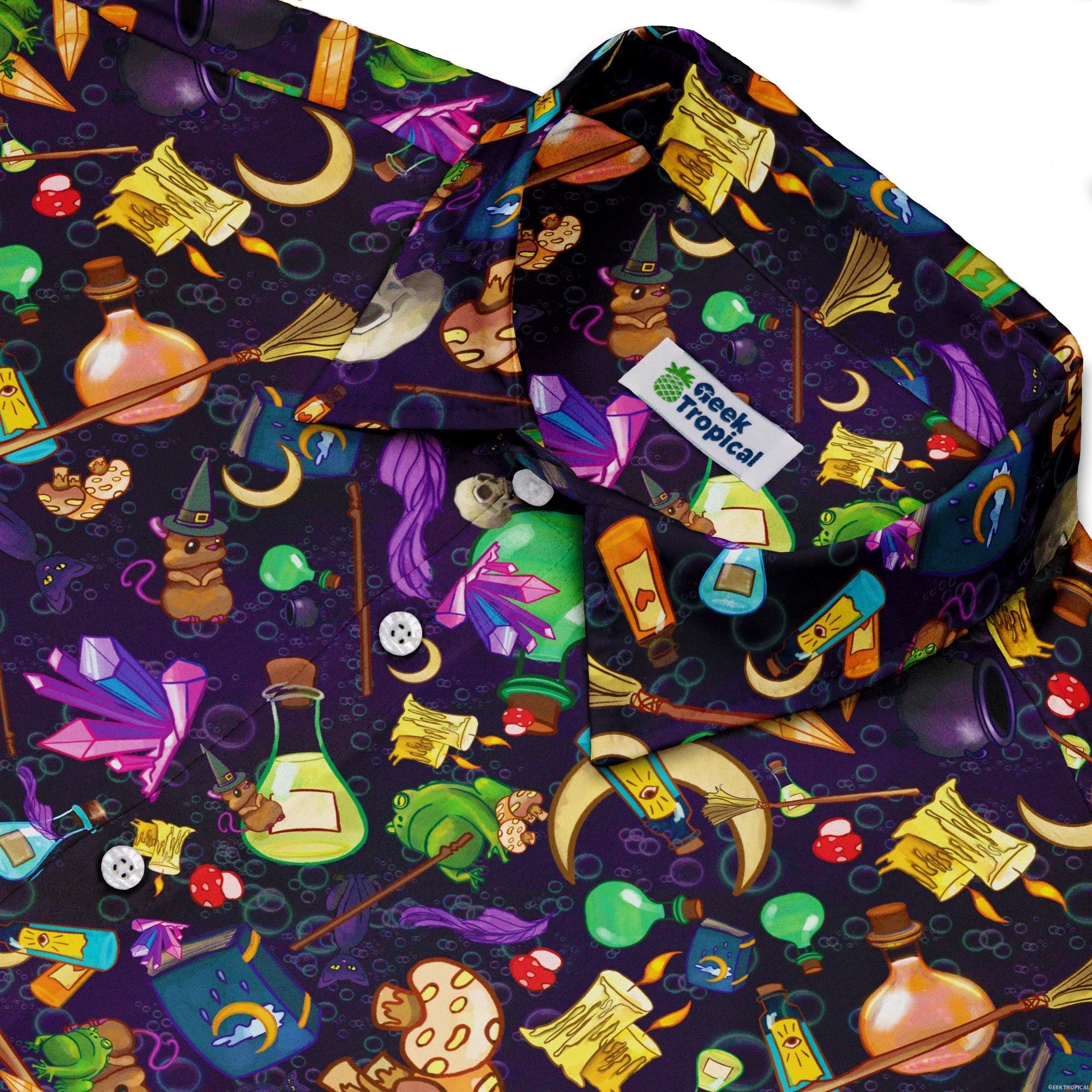 Witches Potion Brew Button Up Shirt - adult sizing - Fantasy Prints - Maximalist Patterns