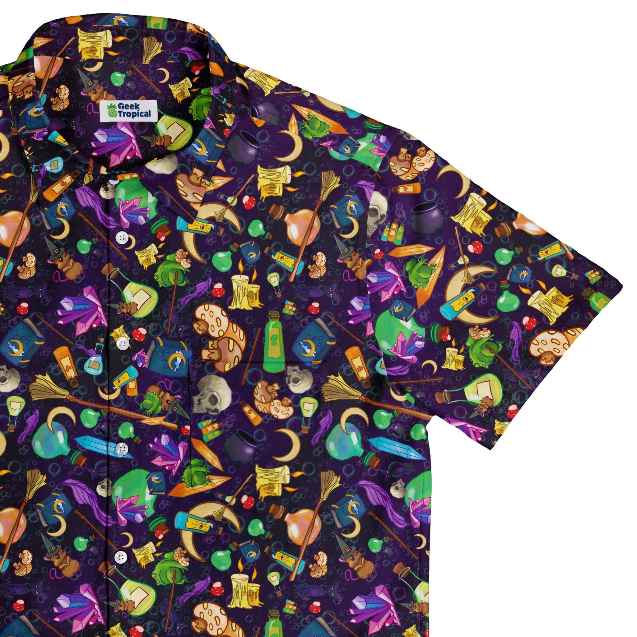 Witches Potion Brew Button Up Shirt - adult sizing - Fantasy Prints - Maximalist Patterns