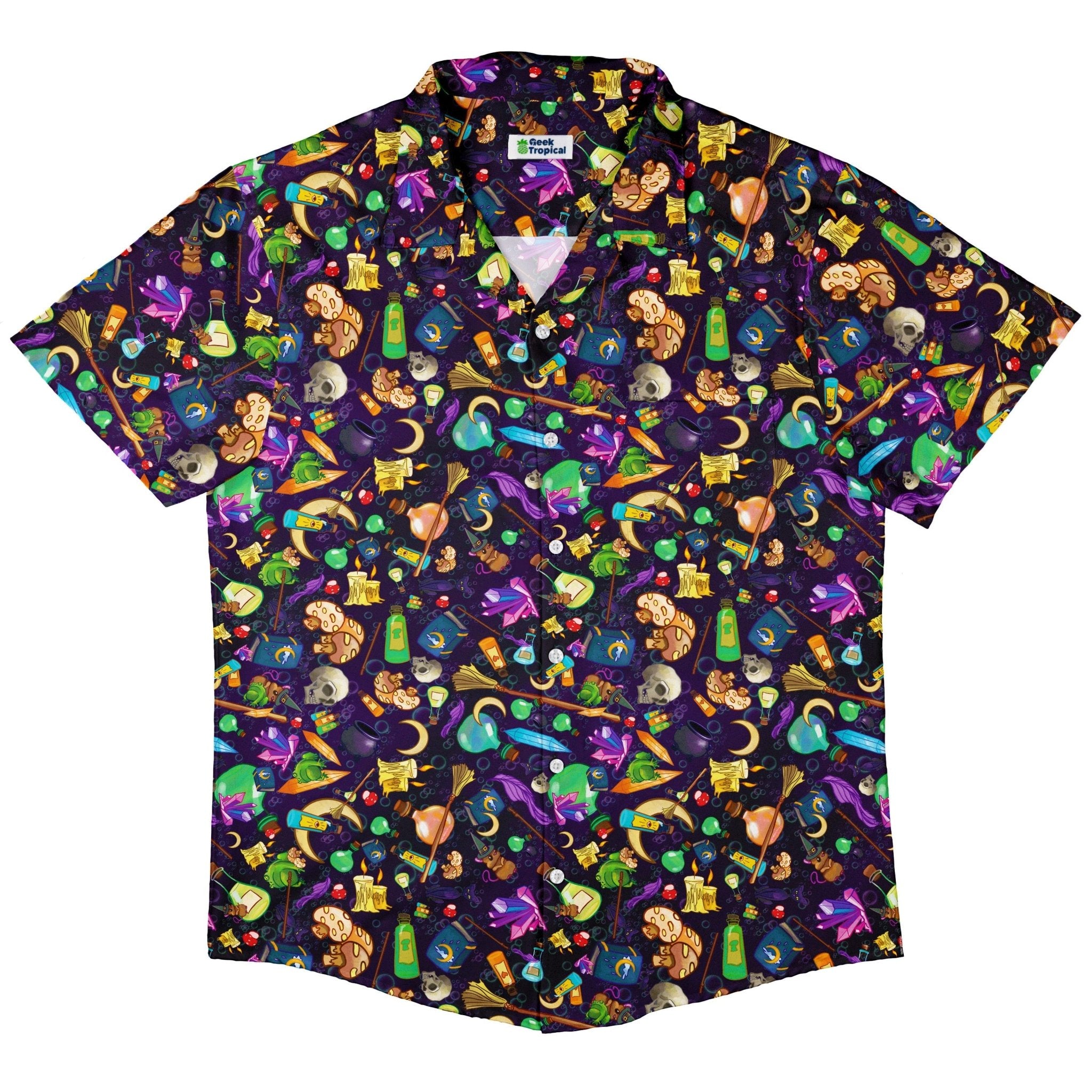 Witches Potion Brew Button Up Shirt - adult sizing - Fantasy Prints - Maximalist Patterns