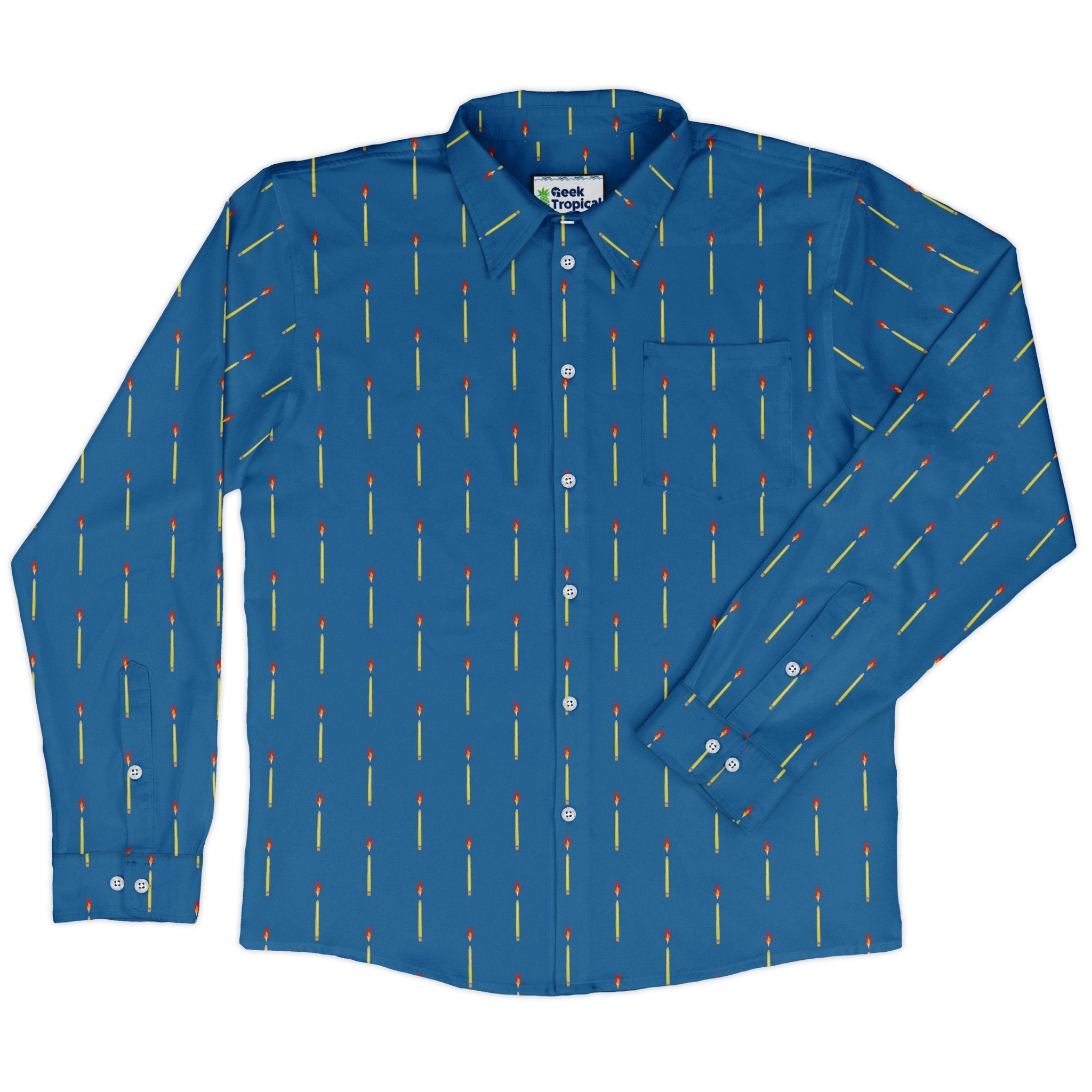 Writer Fuel Long Sleeve Button Up Shirt Geek Nerd adult sizing book prints Design by Zirkus Design