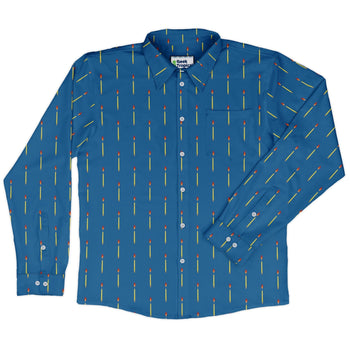 Writer Fuel Long Sleeve Button Up Shirt Geek Nerd adult sizing book prints Design by Zirkus Design