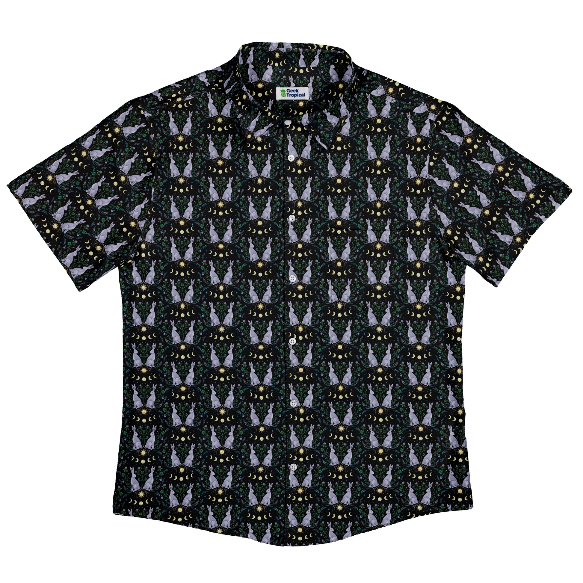 Year of the Rabbit Button Up Shirt Flat Front