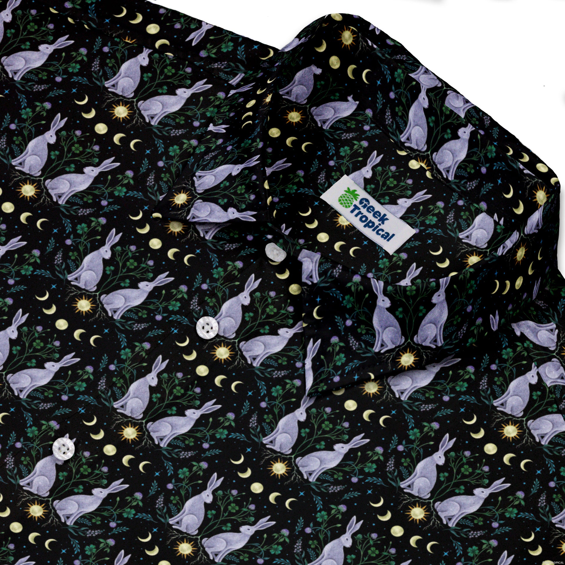 Year of the Rabbit Button Up Shirt Neck