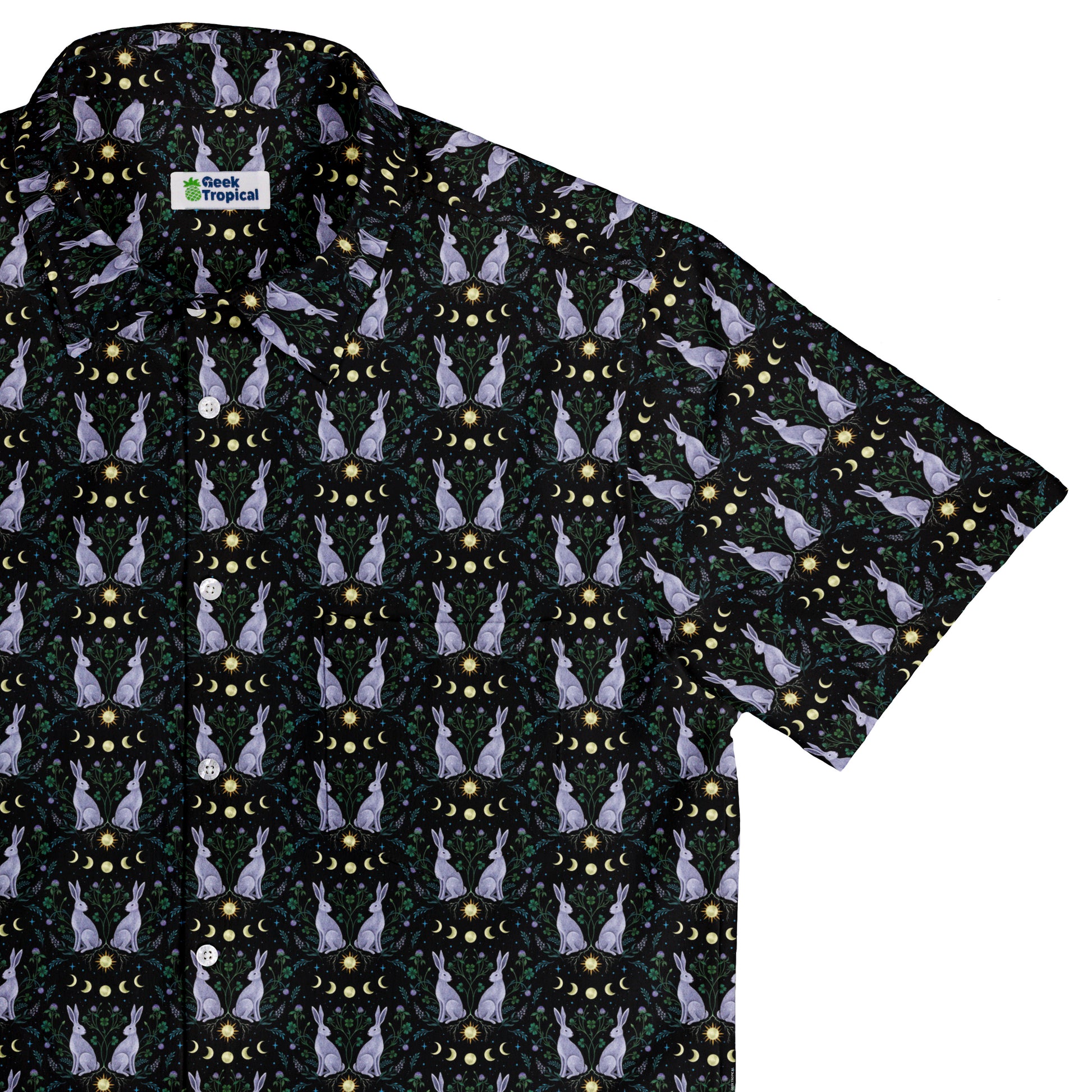 Year of the Rabbit Button Up Shirt Top Corner