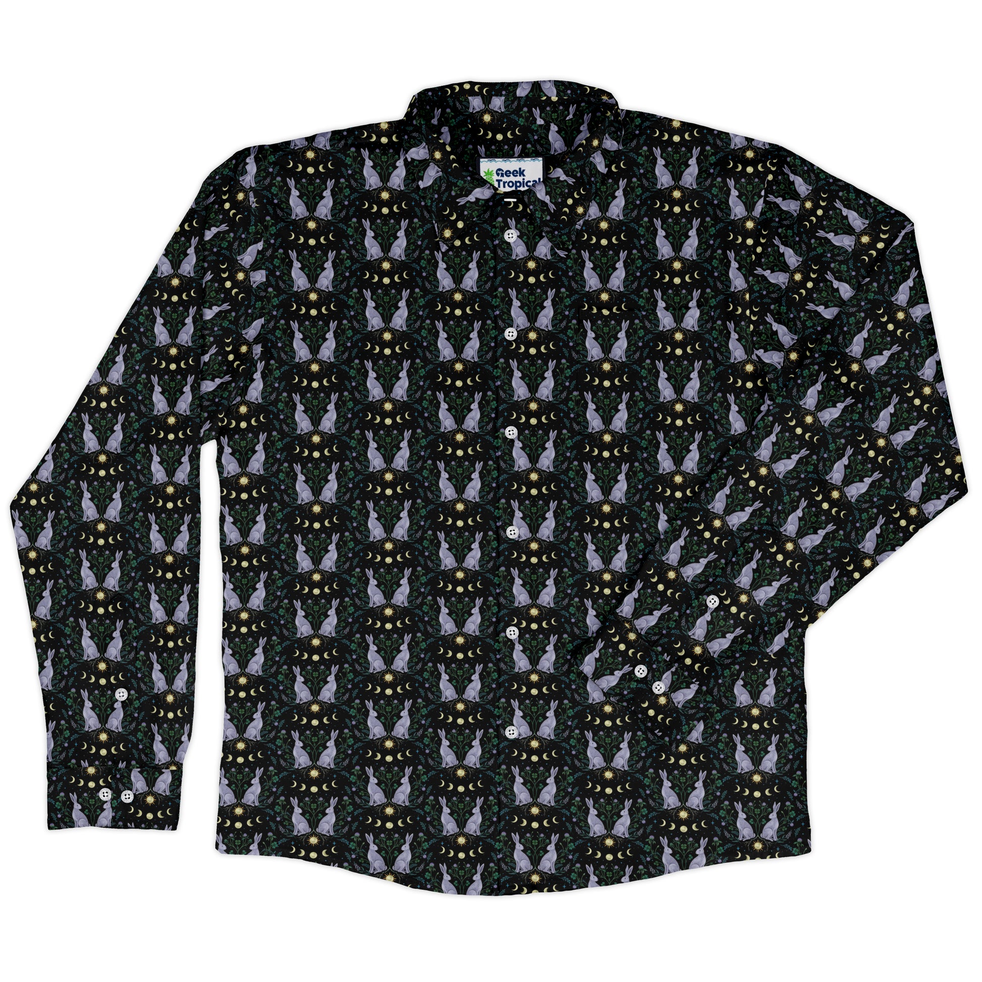 Year of the Rabbit Long Sleeve Button Up Shirt front