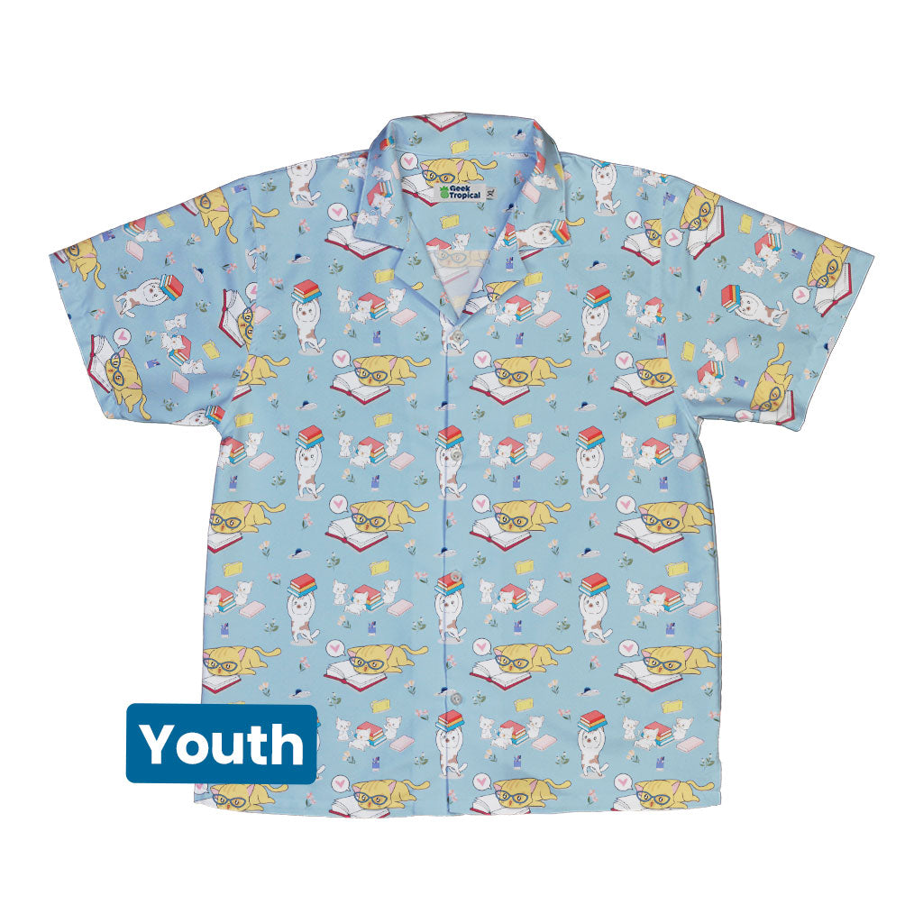 Book Nerd Cats Youth Hawaiian Shirt