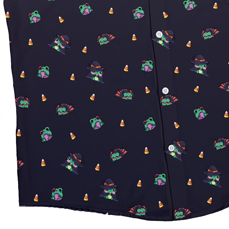 Zombie Frogs Button Up Shirt Geek Nerd adult sizing Design by Ardi Tong halloween