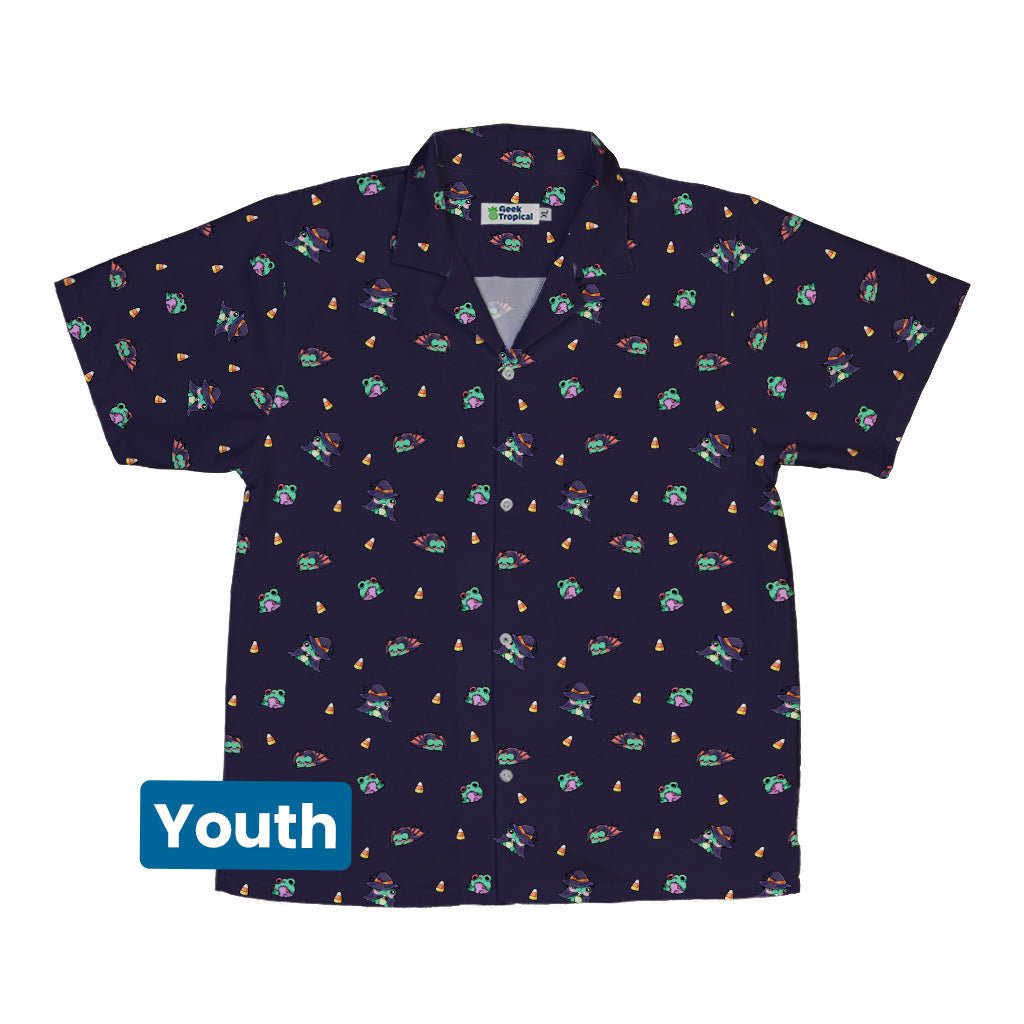 Zombie Frogs Youth Hawaiian Shirt Geek Nerd Design by Ardi Tong halloween