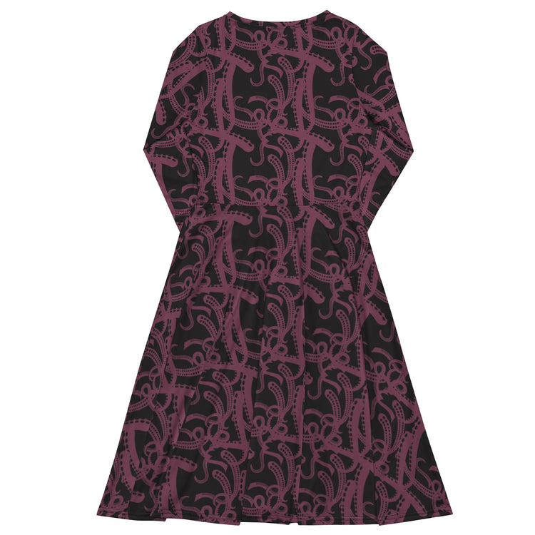 Nerdy Tentacles of Cthulhu Long Sleeve Midi Dress