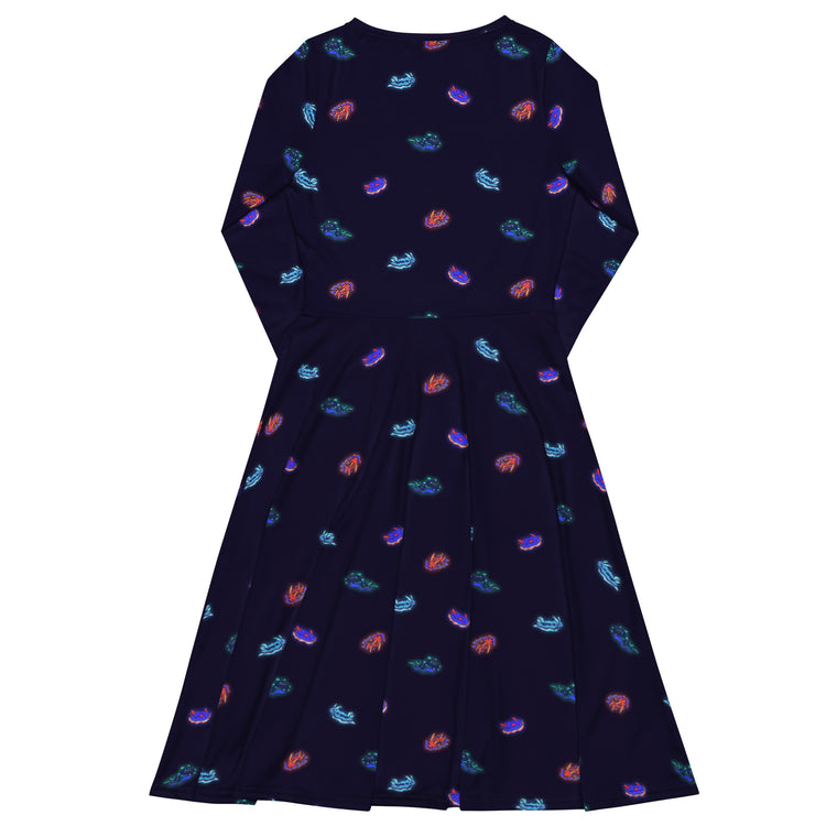 Nerdy Cute Sea Slugs Long Sleeve Midi Dress