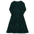 Binary Computer 1s and 0s Teal Black Long Sleeve Midi Dress 8