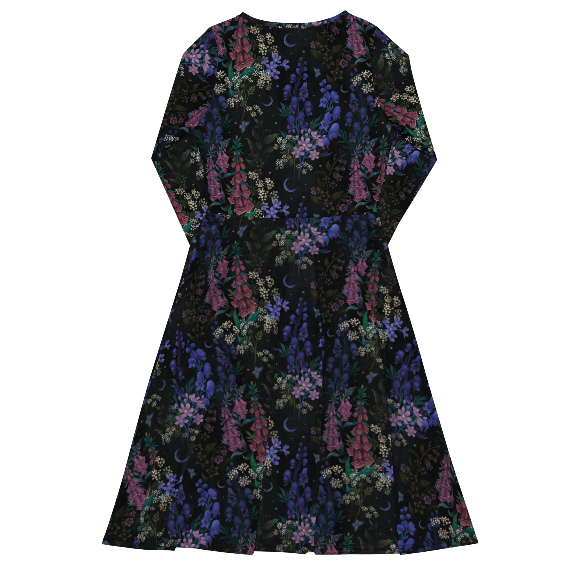 Floral Purple Night Long Sleeve Midi Dress 8