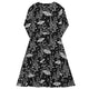 Nerdy Episodic Moth Black White Night Long Sleeve Midi Dress