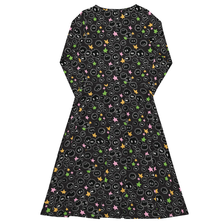 Nerdy Sootsprites Anime Long Sleeve Midi Dress