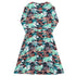 T-Rex Bones Footprints Green Long Sleeve Midi Dress 8