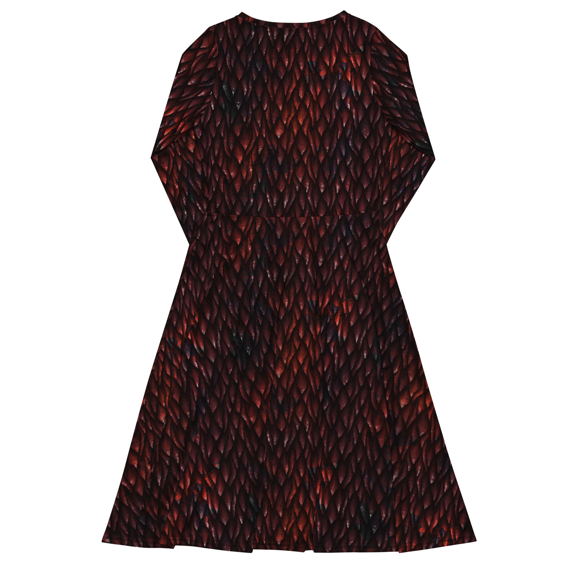 Red Dragon Scales Dnd Long Sleeve Midi Dress 8