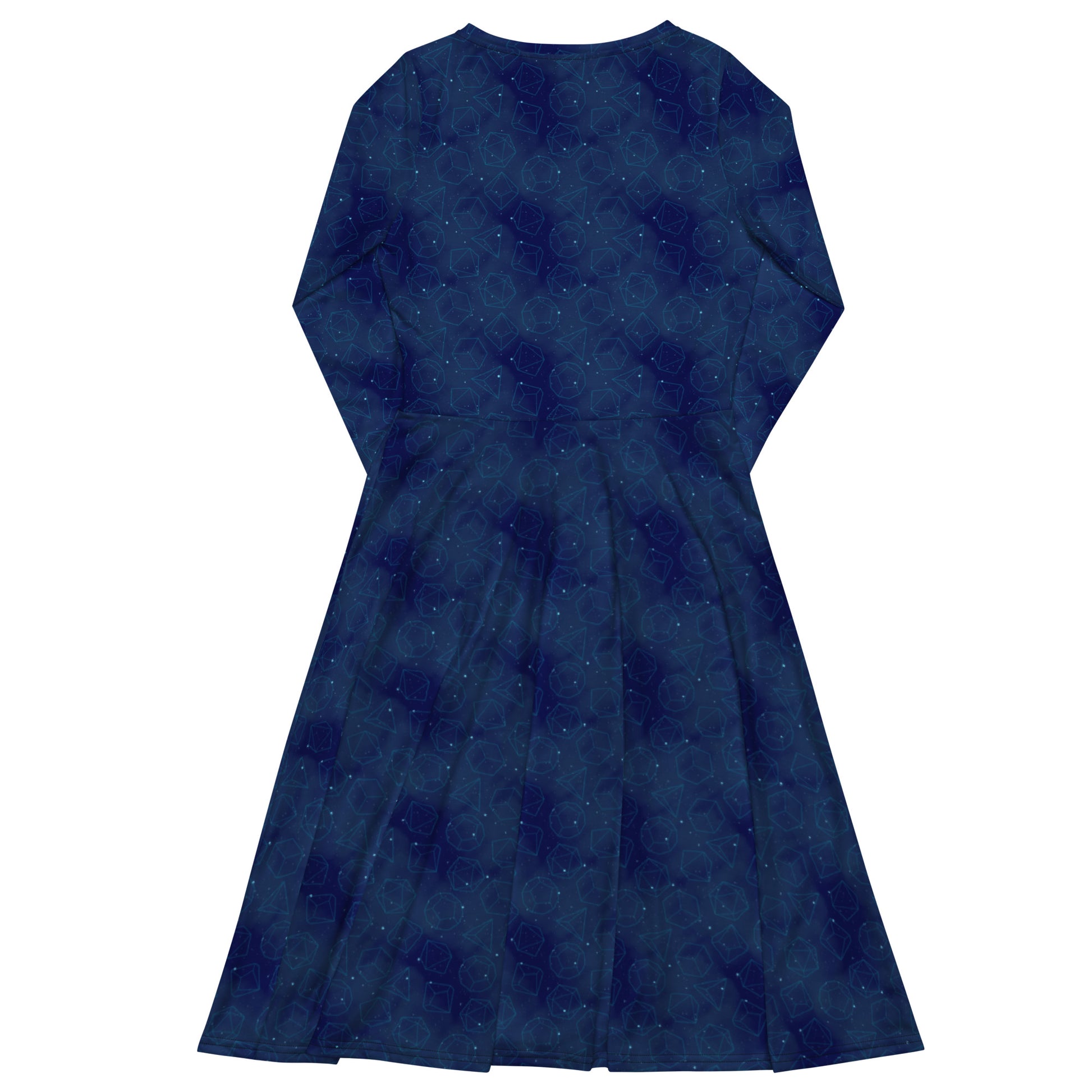 Space RPG Dice Blue Dnd Long Sleeve Midi Dress 8