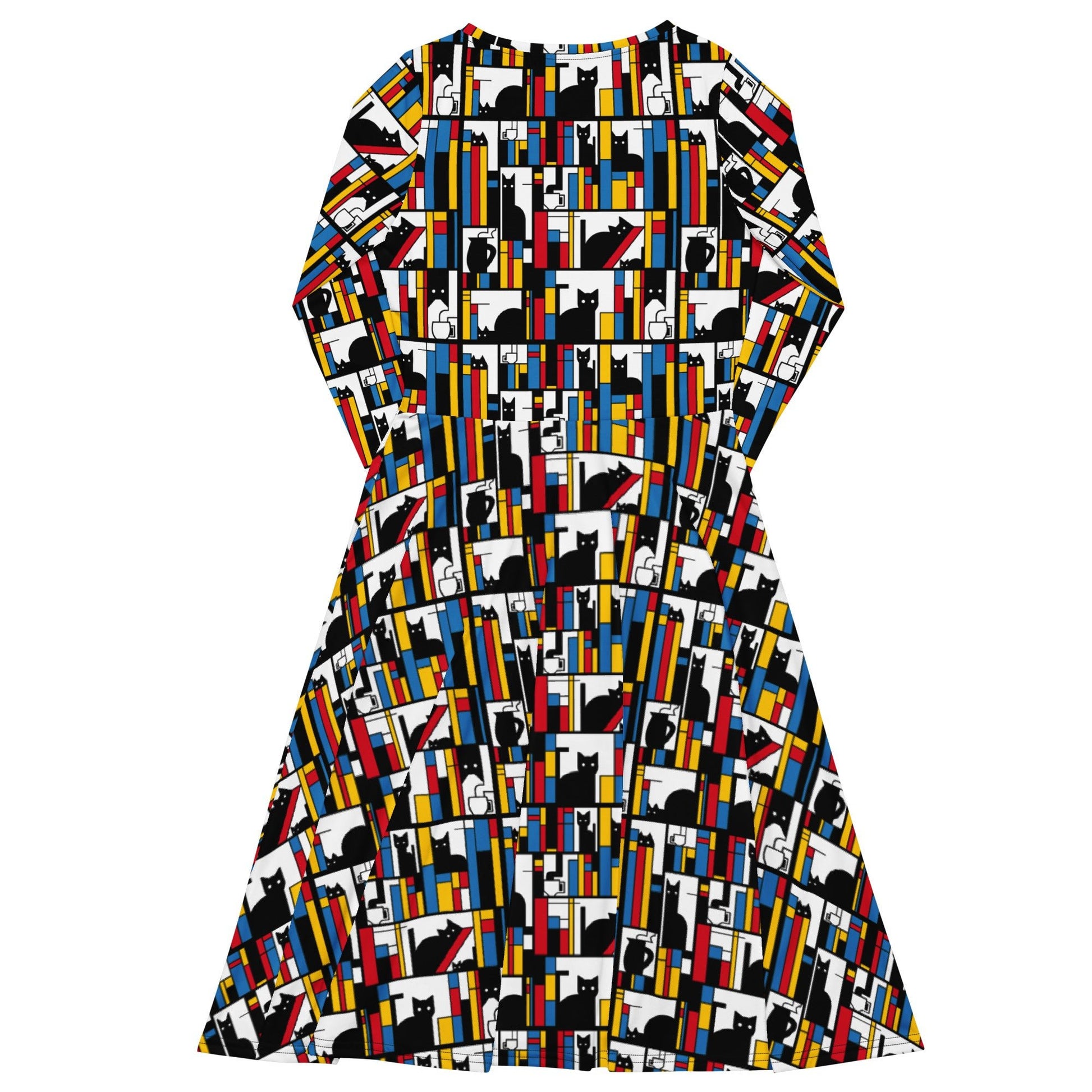 Mondrian Cat Library Long Sleeve Midi Dress 8