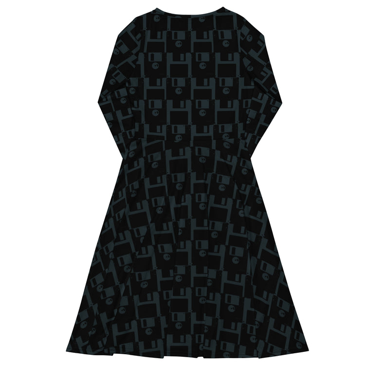 Nerdy Floppy Disk Long Sleeve Midi Dress
