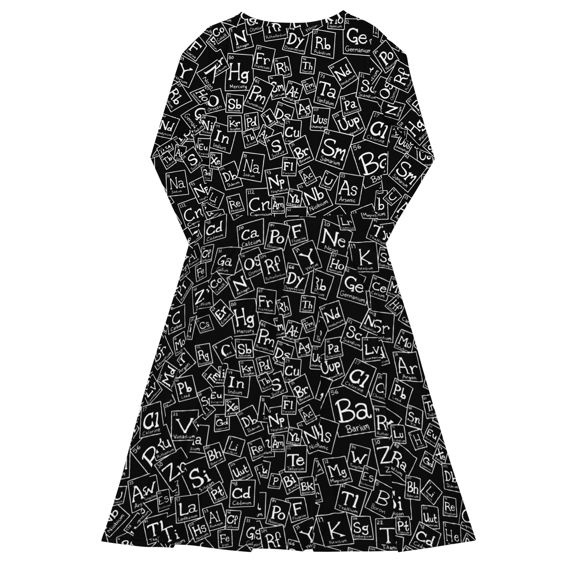 Periodic Table BW Long Sleeve Midi Dress 8