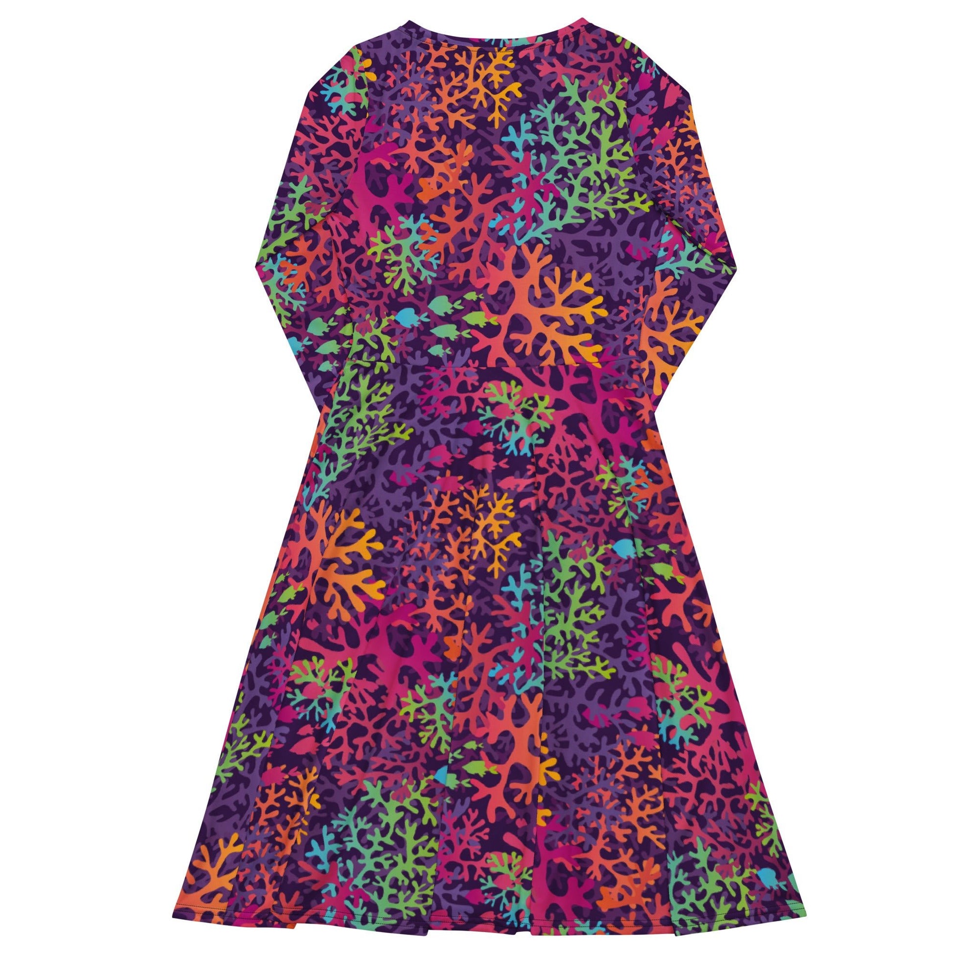 Science Marine Biology Rainbow Coral Long Sleeve Midi Dress 8