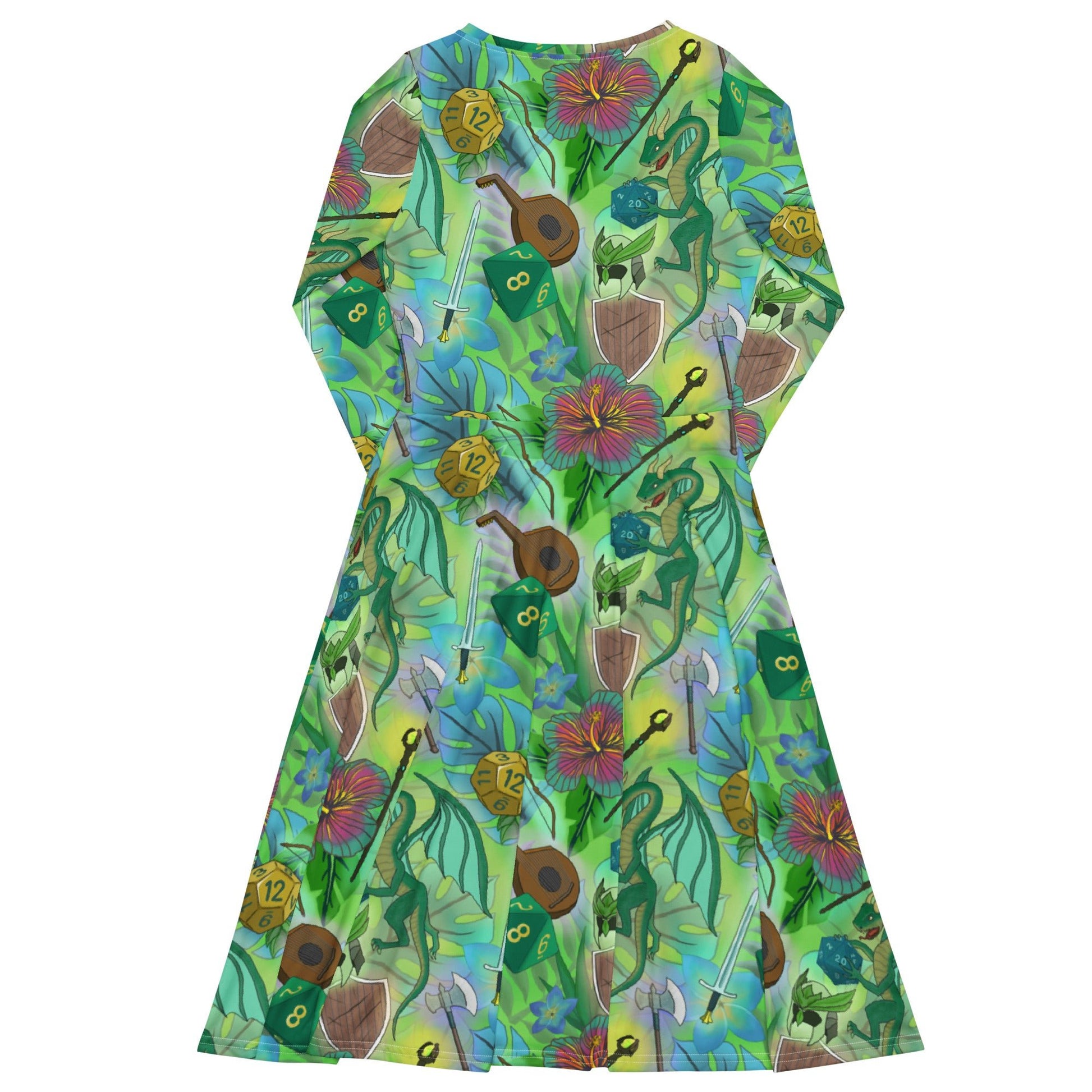 Green Dragon Encounter Dnd Long Sleeve Midi Dress 8